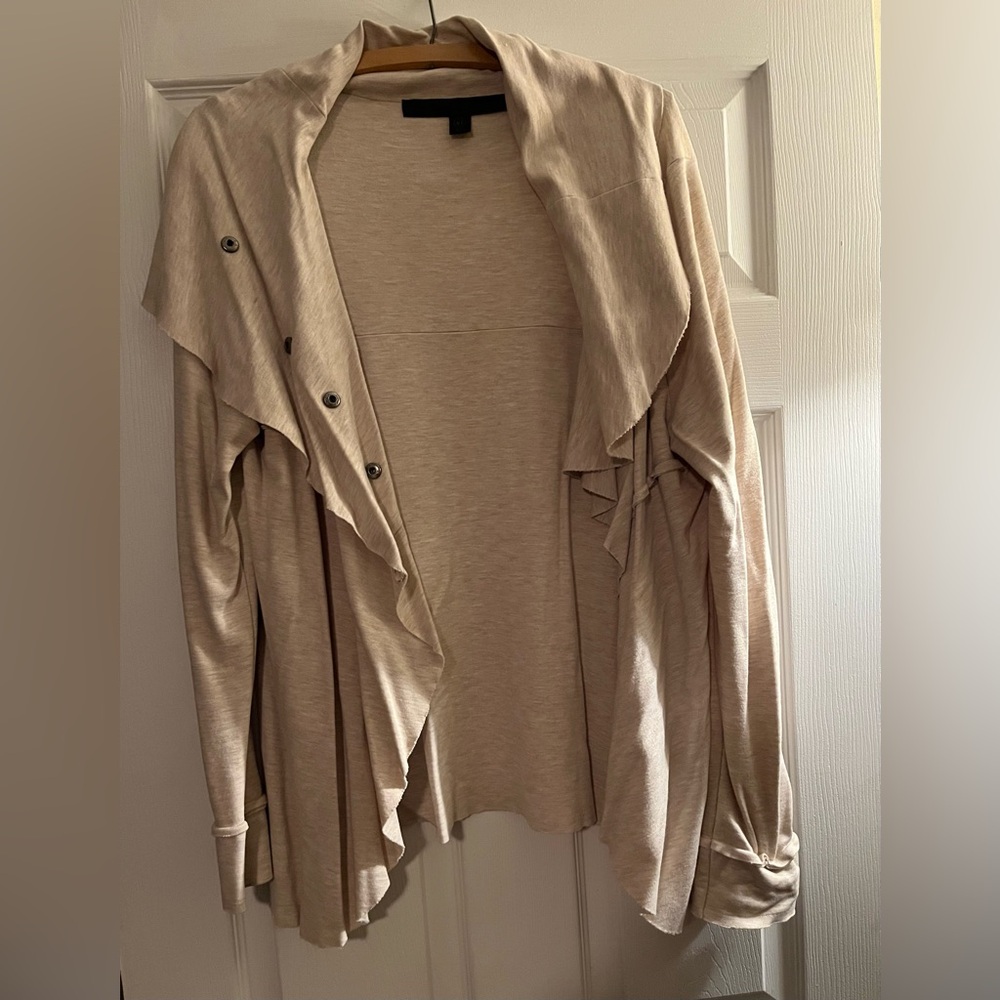 Kensie Asymmetrical Ruffle Front Cardigan